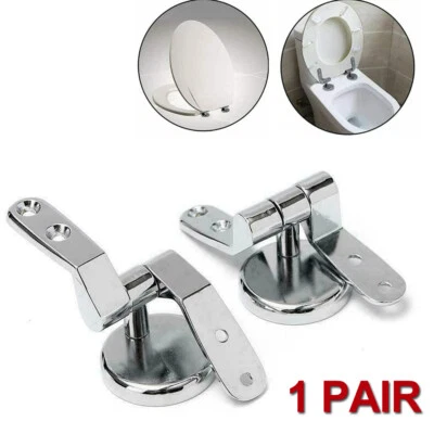 1 Pair Toilet Seat Hinges Fixed Replacement Part Mounting Connector Zinc Alloy - Image 1 of 4