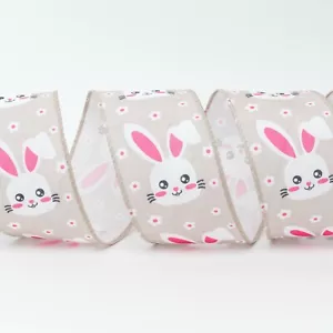Cinta de conejito de Pascua natural con cable 63 mm, artesanía, lazos, regalos, primavera, Pascua - Imagen 1 de 1