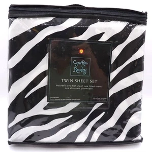 Cynthia Rowley Twin Sheet Set 100% Microfiber Made in China Zebra Stripe - Picture 1 of 3