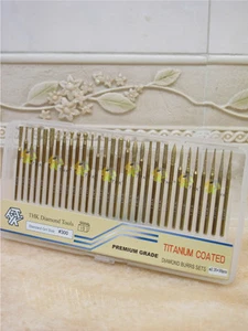30 TITANIUM coated Grit 300 THK Diamond rotary burr burrs 3/32" (2.35mm) shank - Picture 1 of 6