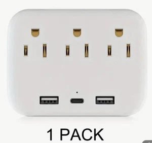 Multi Plug Outlet Extender with 3 AC Outlets 2 USB & 1 USB-C, Outlets Splitter. - Picture 1 of 12