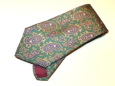 Corbata de hombre vintage BERT PULITZER [PAISLEY/VERDE] 100 % seda hecha en EE. UU. Foto 1 de 3