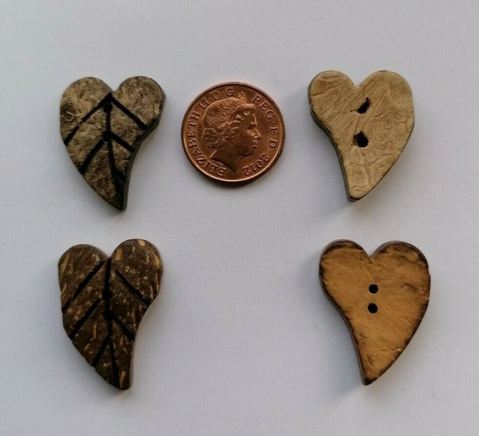 NATURAL & GENUINE COCONUT LEAF SEWING CARD MAKING SCRAPBOOKING BUTTONS - BT045 - Image 1 of 1