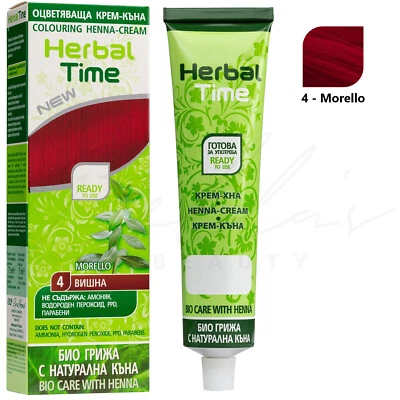 Herbal Time Henna Natural Hair Colouring Cream Dye Ready to use 75ml - MORELLO
