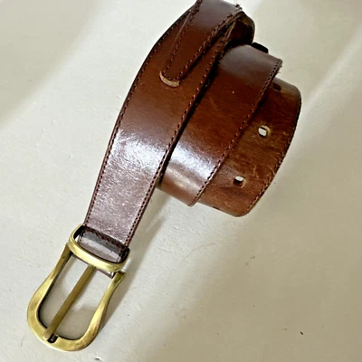 Fossil Mujer Pequeño Cinturón Cuero Latón Hebilla Vintage Foto 1 de 4