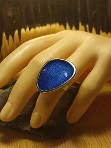 Cocktail Ring in Silber Zeitlos Modern und groß Glasiert Größe ist einstellbar - Picture 1 of 7