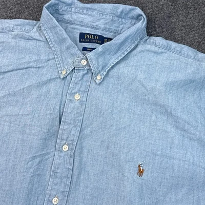 Camisa Polo Ralph Lauren Abotonada Para Hombre Grande y Alta Talla 4XB Azul Manga Corta Foto 1 de 4