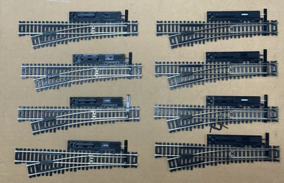 8 MANUAL  ATLAS L/H CUSTOM-LINE HO SCALE NICKEL SILVER #4 TURNOUTS - FREE SHIP - Image 1 of 3