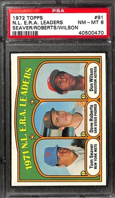 1972 TOPPS #91 N.L. E.R.A. LEADERS PSA 8 NM-MT 40500470  - Image 1 of 3
