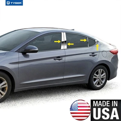 TYGER For 2018-2021 Hyundai Elantra GT Chrome Stainless Steel Pillar Post 8PC - Image 1 of 4