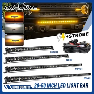 Strobe Yellow White 20/32/44/50'' Led Work Light Bar Spot Flood Combo offroad - Picture 1 of 14