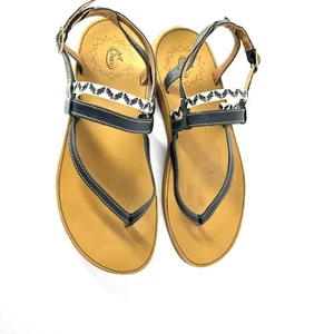 Sandalias Chaco Mujer 8W Cuero Marrón Negro Correa Tejida Ajustable Comodidad - Imagen 1 de 10