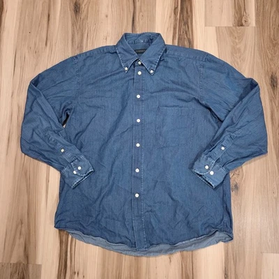 Canali Denim Shirt Men's L Long Sleeve Button-Up Preppy Casual Chambray - Image 1 of 4