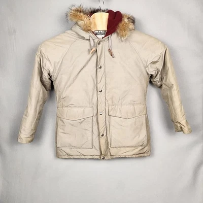 Vintage Woolrich Jacket Mens Medium Wool Lined Hooded Parka Coyote Fur 90s - Image 1 of 4