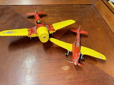2 aviones de juguete originales Hubley Kiddie #495 y aviones circo volador amarillo rojo Foto 1 de 4