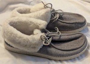 Hey Dude Britt Charcoal Faux Fur Lined Slip On Comfort Shoes - Women's Size 11 - Picture 1 of 15