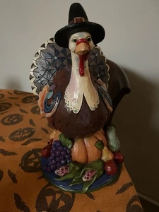 Jim Shore "Dankbar, freudig, dankbar" Herbst Truthahn auf Kürbis - Bild 1 von 5