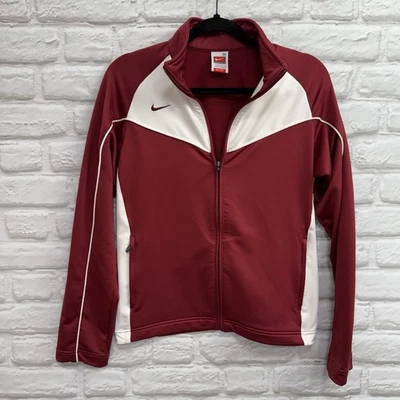 Chaqueta de pista Nike Team Dri-Fit granate para mujer talla M cremallera completa ropa deportiva para correr Foto 1 de 4