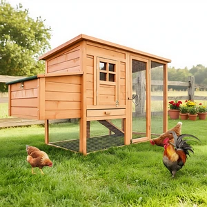 Hühnerstall Hühnervoliere Hühnerhaus Modell XXL mit Auslauf Gehege Braun Holz - Bild 1 von 12