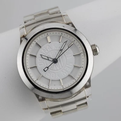 Reloj analógico de cuarzo pulsera transparente tono plata DKNY NY-4849 para dama talla 6 1/4" Foto 1 de 4