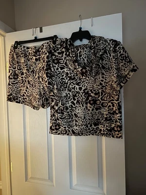 Macacão curto Juicy Couture veludo jaguatirica estampa de leopardo Bling G novo com etiquetas - Imagem 1 de 4