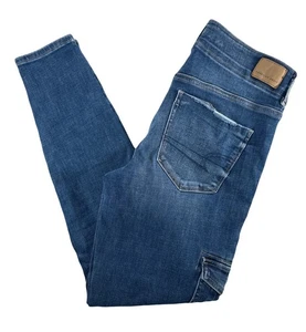 American Eagle Jeans High Rise Cargo Jegging Ankle Zip Stretch Skinny 8 29 x 28 - Picture 1 of 7