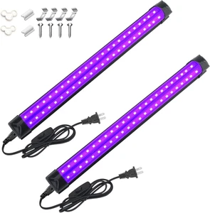 2 Pack 10W 48 LED Black Light Bars 1Ft 395-400Nm UV Blacklight Tube with 5.9Ft C - Picture 1 of 12