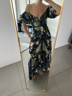 ASOS DESIGN Navy Tropical Print Midi Dress - Size 4 (UK 8/EU 36) - Resort/Summer - image 1 of 4