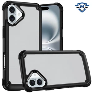 For iPhone 16 Plus 6.7in Case w/ Metal Buttons Raised Camera Lip +Tempered Glass - Picture 1 of 12