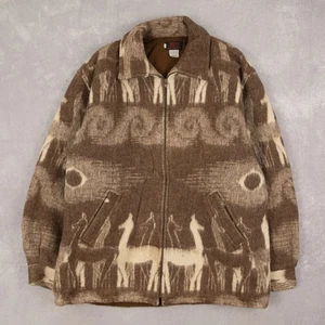 Vintage 90s Ecuadorian Patterned Full Zip Jacket L Herren Braun Outdoor - Bild 1 von 7