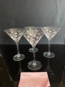 Pampered Chef Pink and White Polka Dot Martini Glasses 7.5” - Retired- EPOC - Picture 1 of 5