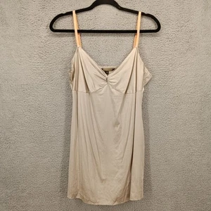 Rozae Nichols Medium Silk Slip Top Lingerie Cami Beige Peach Straps Made in USA - Picture 1 of 13
