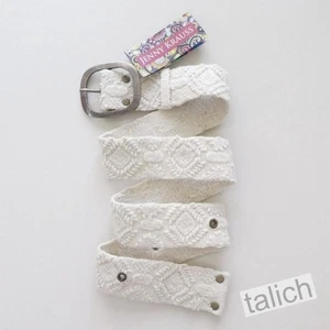 Jenny Krauss Wandering Clouds Cream White Floral Embroidered Wool Belt S M L - Picture 1 of 11