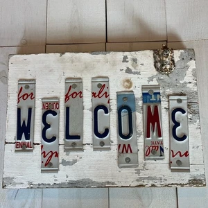 Vintage License Plate Welcome Sign Art - Picture 1 of 2