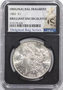1883 P Morgan Silver Dollar NGC BU Orignal Bag Series Fragment - Picture 1 of 3