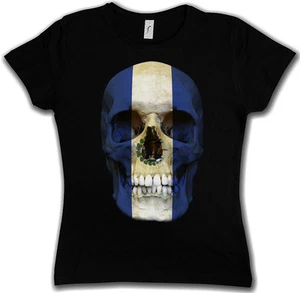 CLASSIC EL SALVADOR SKULL FLAG WOMAN GIRLIE GIRL T-SHIRT - Biker MC Banner Shirt - Bild 1 von 2