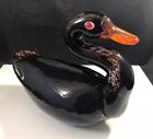 Figurine Canard/Oie Art Glass Style Murano Yeux Rouges 7""