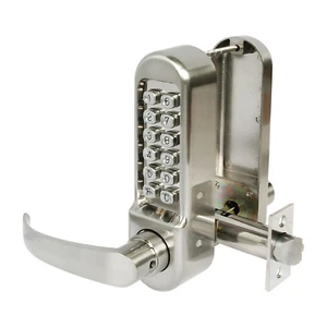 Digital Door Lock with Lever and Passage Mode in Satin Chrome - Picture 1 of 1