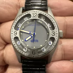 Running Hamilton Watch EFA Quartz Swiss Unisex 32mm Grey/Black band Very Rare - Picture 1 of 10