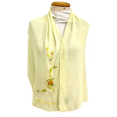 Raffaella Curiel Floral Amarillo Rectángulo Bufanda de Seda 60/16 en HECHO EN ITALIA #A88 Foto 1 de 4
