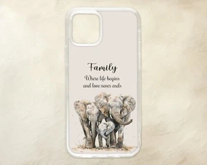 Elephant Family Quote Love Never Ends Phone Case iPhone Samsung Motorola Oppo - Picture 1 of 1