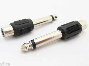 1pc 1/4" 6.35mm Mono Male to Phono RCA Female Jack Connector Adapter Converter - Picture 1 of 4
