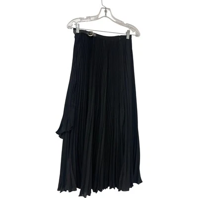 Saia Midi Feminina Zara Pequena S Cinto Preto Plissado Bainha Assimétrica 2548/242 Nova Com Etiqueta - Imagem 1 de 4