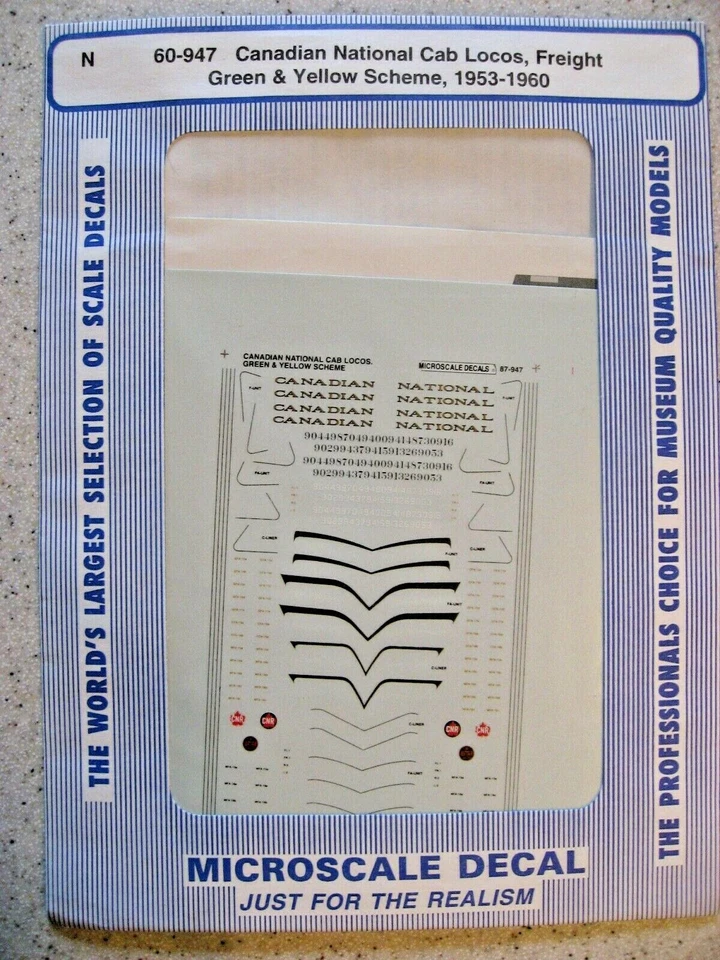 Calcomanía a microescala N 60-947 Canadian National Cab Locos, carga verde y amarillo Sc Foto 1 de 1