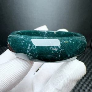56mm Natural Clear Aquatic Agate Quartz Gemstone  Bangle Bracelet Handmade - Picture 1 of 6