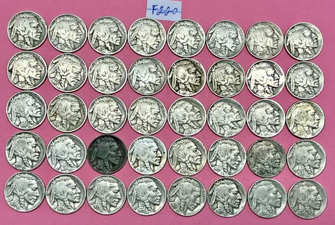 Buffalo Nickel Roll of 40 Circulated Coins with FULL FOUR DIGIT DATES | #F220 Cover