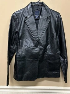 Chaqueta Blazer GAP 100 % Cuero Geniune Vintage Mujer 2 Botones Forrada Talla 8 - Imagen 1 de 5