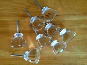 Antique Vintage Style Clear Glass Crystal Cabinet Knob Lot of 8 Seconds - Picture 1 of 2