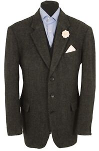 Harris Tweed Jacket Blazer Size 44R Country Weave Hacking Hunting Sports Grey