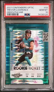 Panini Contenders Optic Green Pulsar RC 2021 Trevor Lawrence #93 PSA 10/30 - Imagen 1 de 2